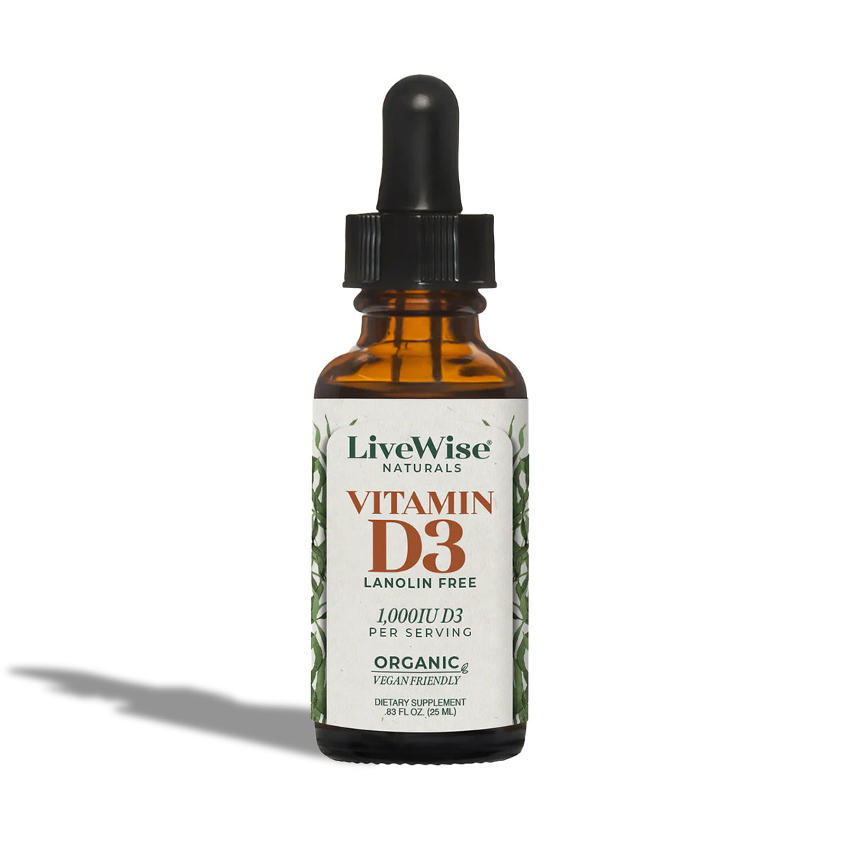 Vitamin D3 Liquid Drops – Vegan Friendly Bone, Immune & Heart Support (.83oz)