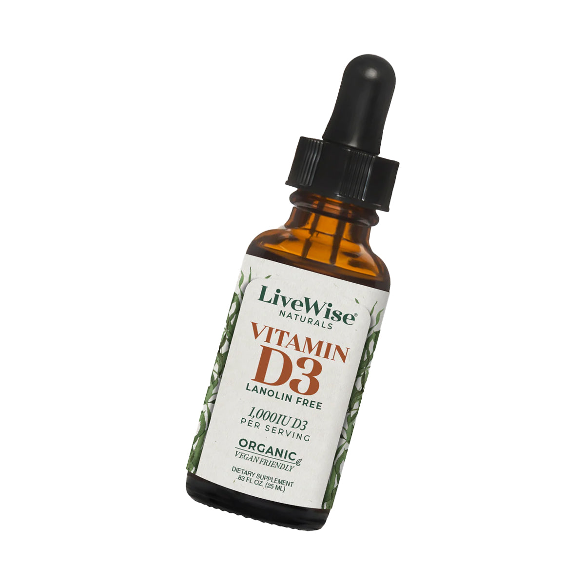 Vitamin D3 Liquid Drops – Vegan Friendly Bone, Immune & Heart Support (.83oz)
