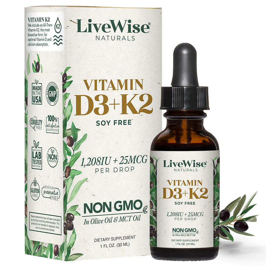 Vitamin D3+K2 Liquid Drops – Bone, Heart & Immune Support (1oz)