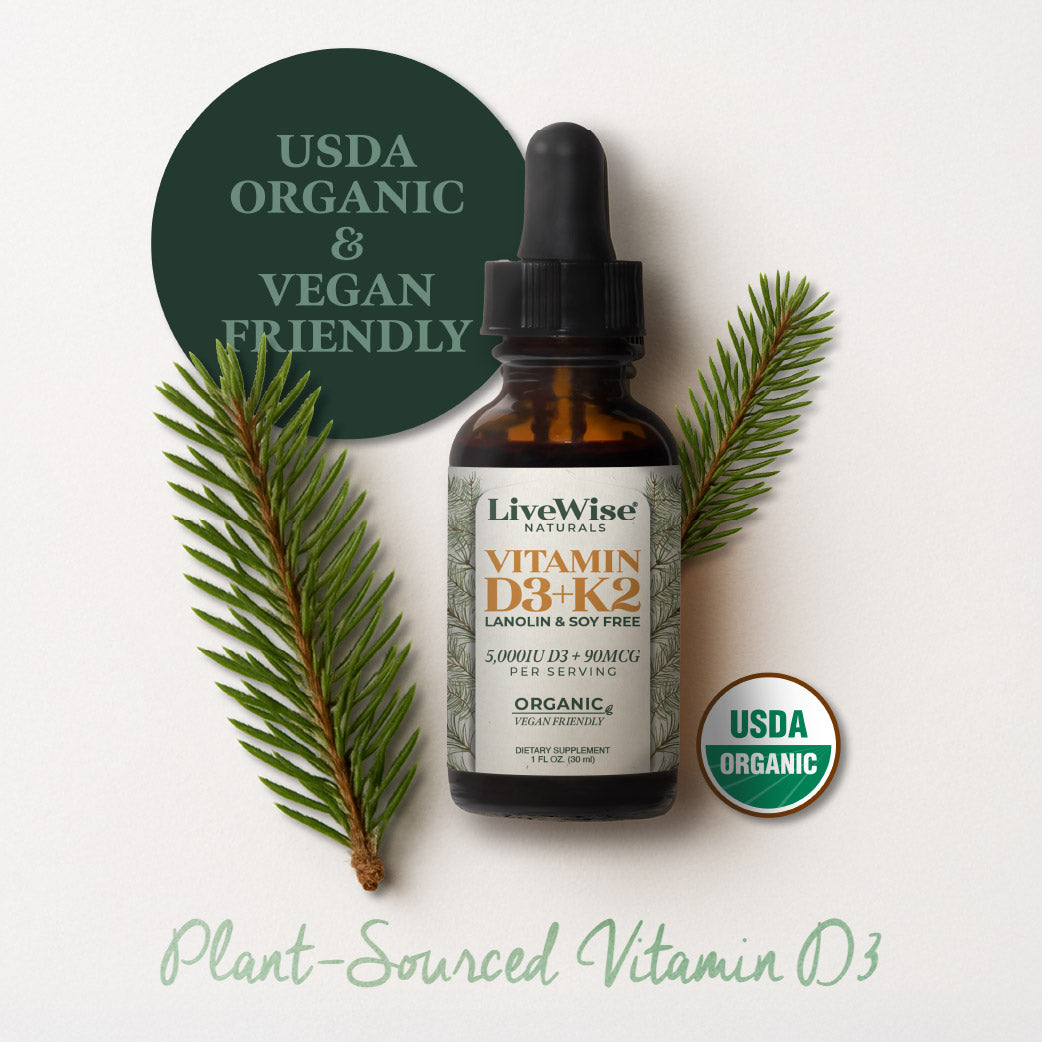 PREORDER ONLY- SHIPPING MID MAY Vitamin D3+K2 Drops – Lanolin & Soy Free, Vegan Friendly (1,000IU - 10,000IU)