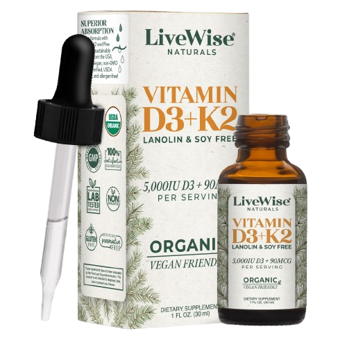 Vitamin D3+K2 Drops – Lanolin & Soy Free, Vegan Friendly (1,000IU