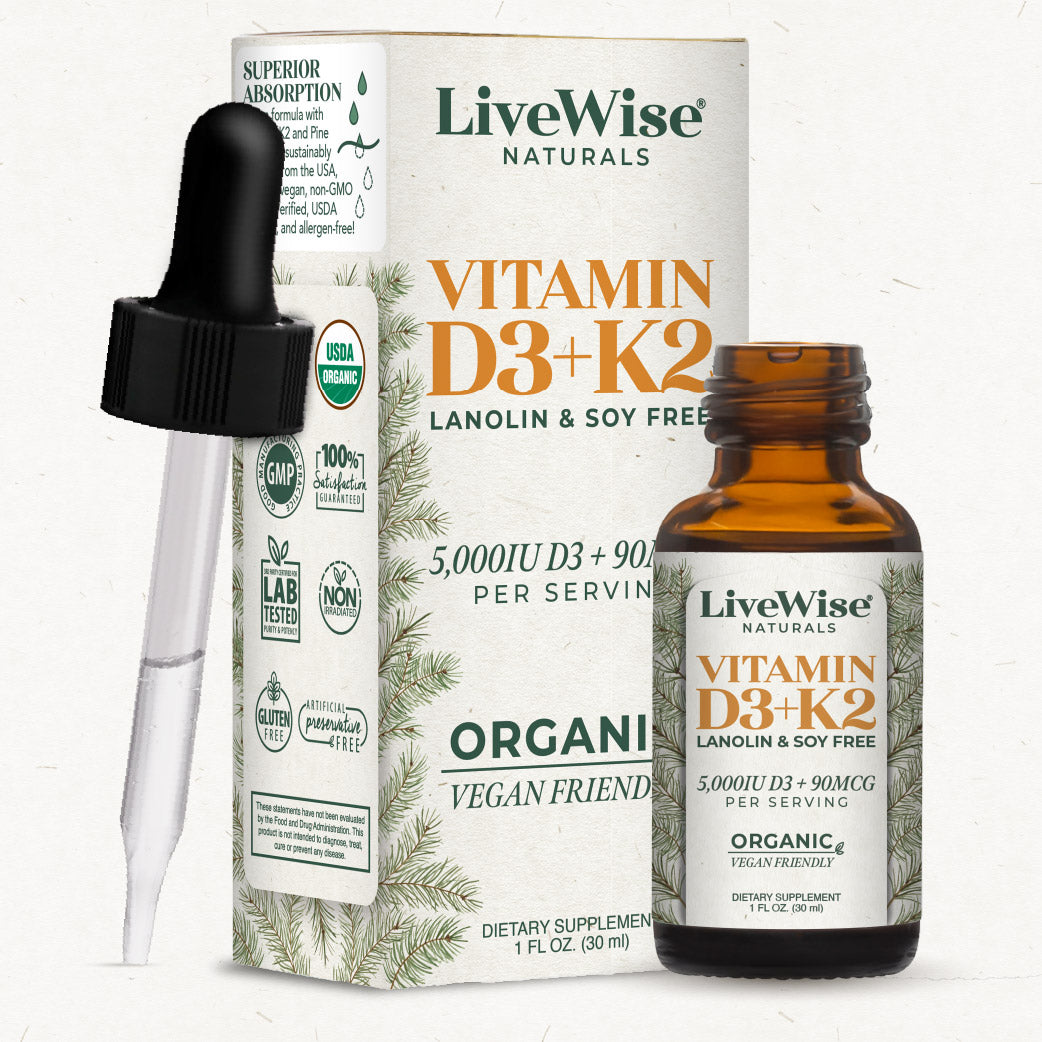 PREORDER ONLY- SHIPPING MID MAY Vitamin D3+K2 Drops – Lanolin & Soy Free, Vegan Friendly (1,000IU - 10,000IU)