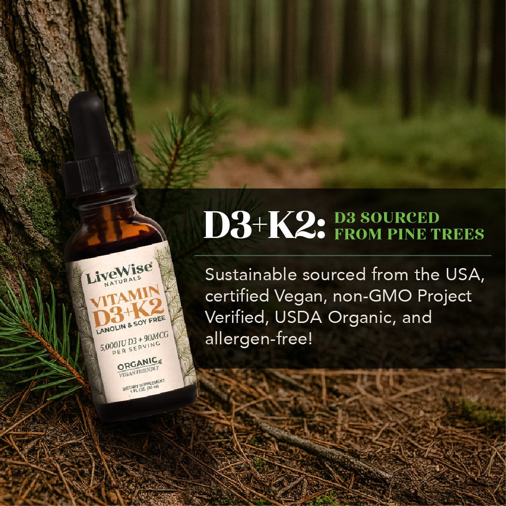 PREORDER ONLY- SHIPPING MID MAY Vitamin D3+K2 Drops – Lanolin & Soy Free, Vegan Friendly (1,000IU - 10,000IU)