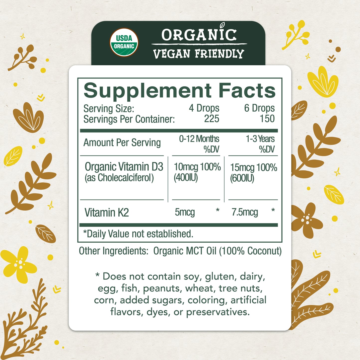 Vitamin D3 for Infants & Toddlers (Vegan Friendly)