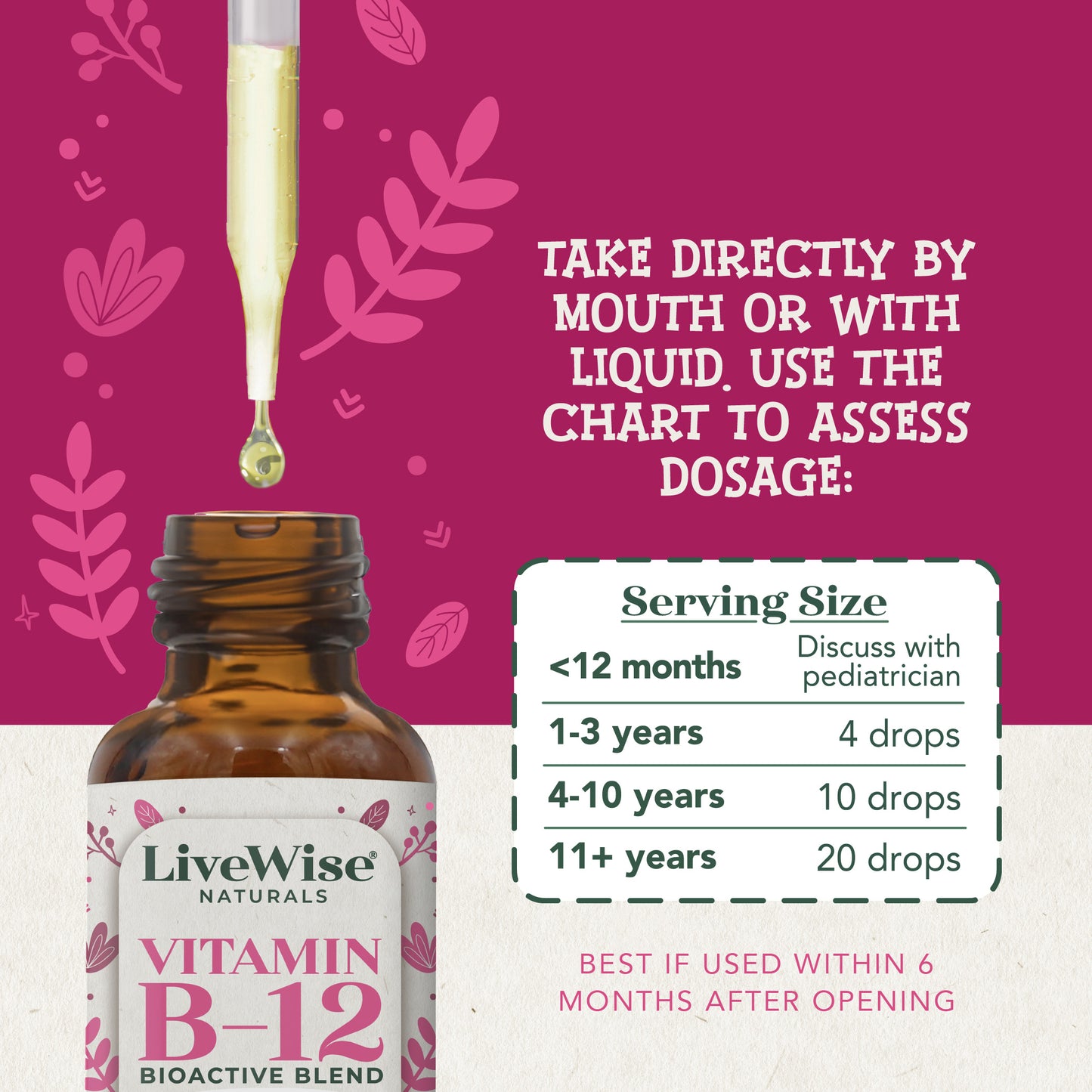 Vitamin B12 Drops for Toddlers & Kids – Energy & Nervous System Support (0.4oz)