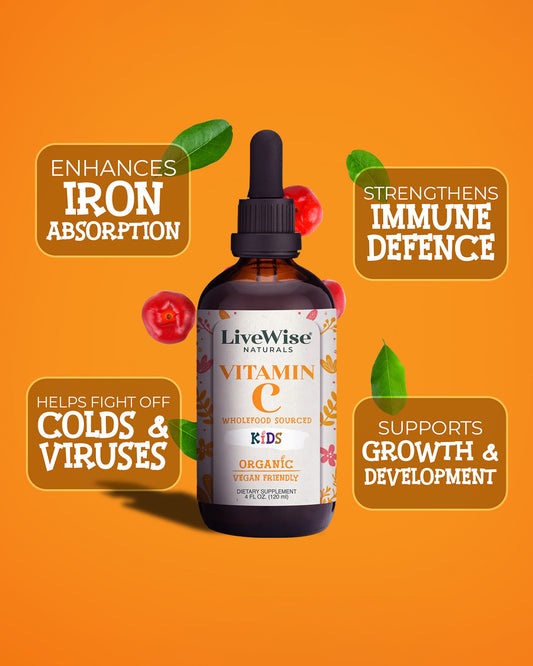 Organic Wholefood Vitamin C Drops for Kids – Immune Support & Antioxidant Boost