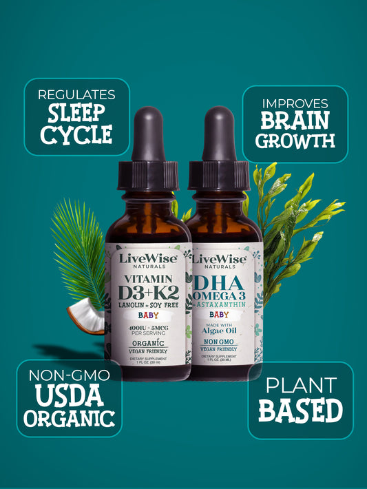 Baby Duo – Vitamin D3+K2 & DHA Omega-3 Drops for Infant Bone, Brain & Immune Support