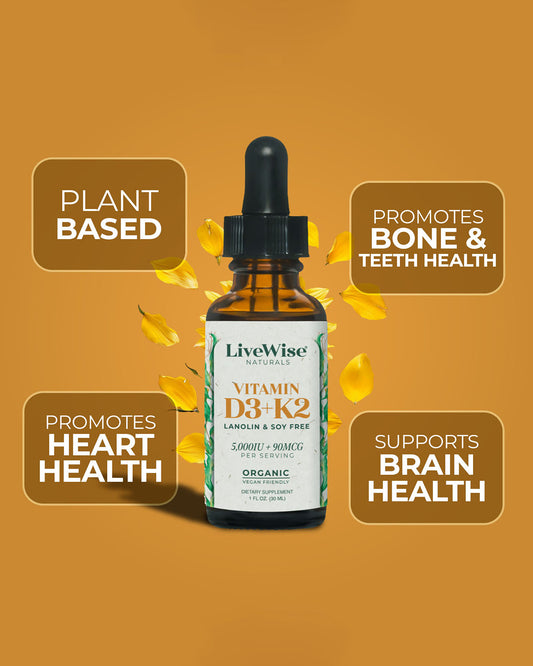 Vitamin D3+K2 Drops – Lanolin & Soy Free, Vegan Friendly (1,000IU - 10,000IU)