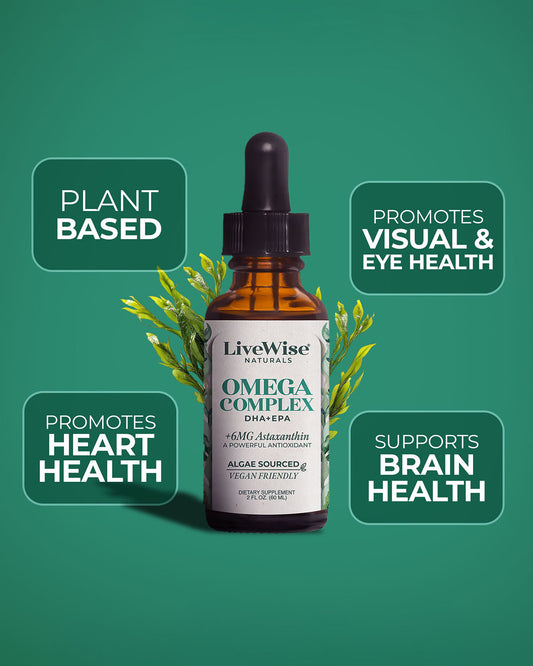 Omega Complex Liquid Drops – Plant-Based DHA & EPA for Brain, Heart & Eye Health (2oz)