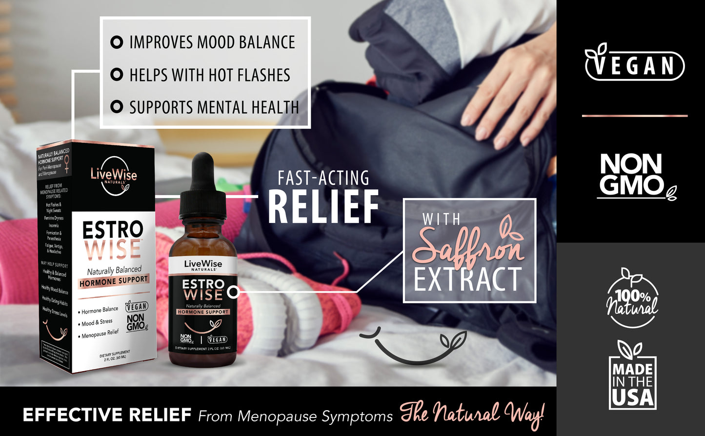 Estro Wise – Natural Menopause Relief with Saffron & Herbal Extracts for Hot Flashes, Sleep & Mood Support - Out of Stock