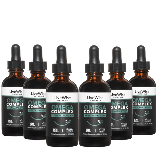 Omega Complex 6-Pack (2oz) – High-Potency Plant-Based DHA & EPA for Maximum Brain, Heart & Eye Health