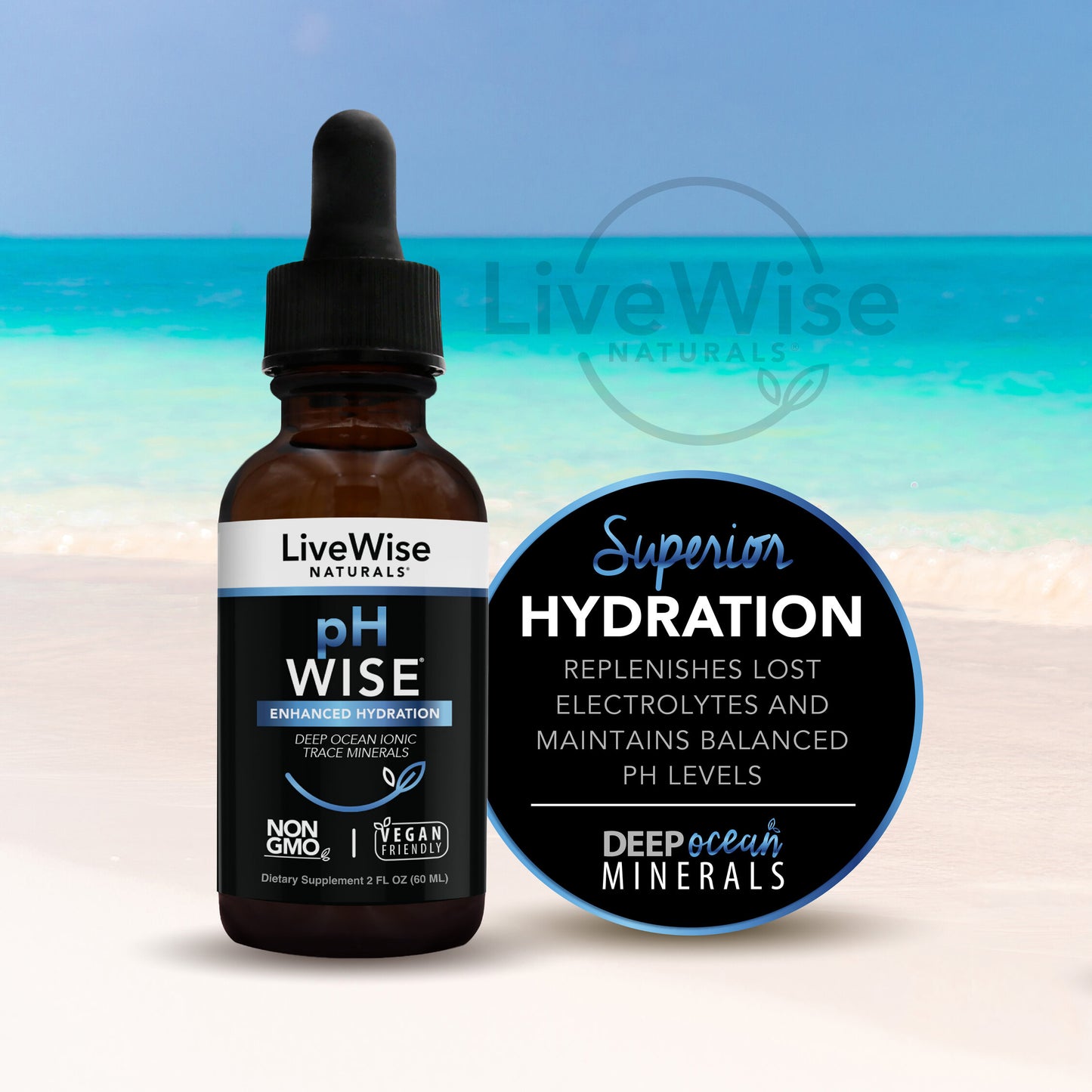 pH Wise – Deep Ocean Trace Minerals with Magnesium, Potassium & 70+ Trace Minerals (2oz)
