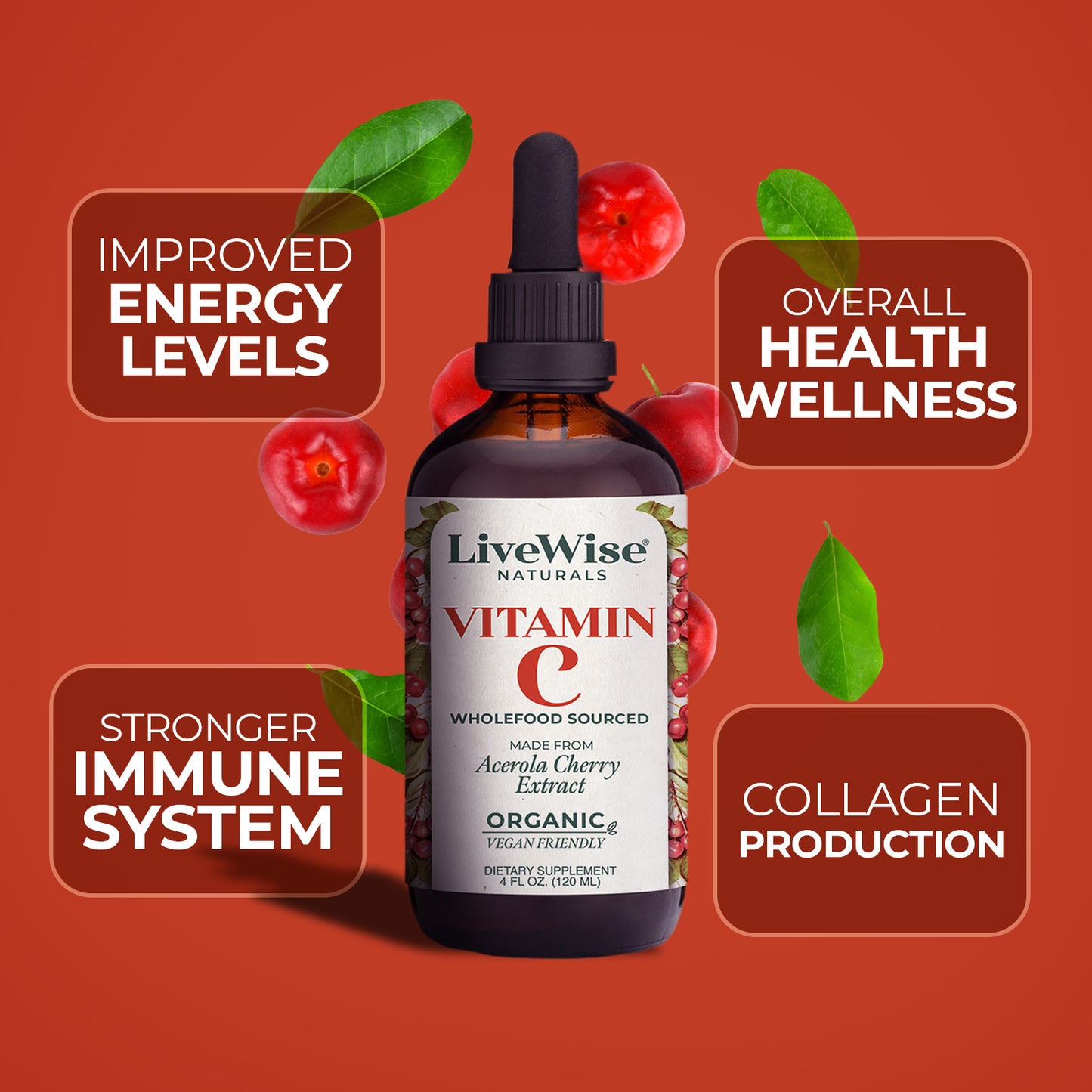 Vitamin C Liquid Drops – Organic Wholefood Immune Support (4oz)