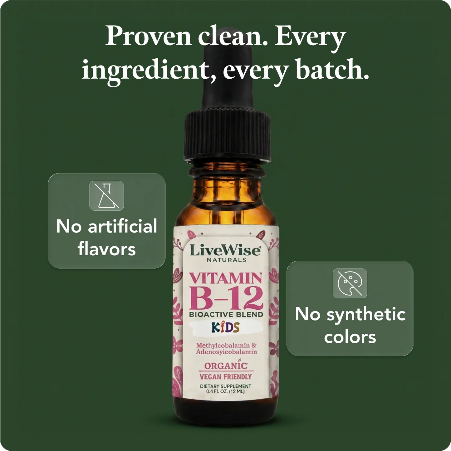 Vitamin B12 Drops for Toddlers & Kids – Energy & Nervous System Support (0.4oz)