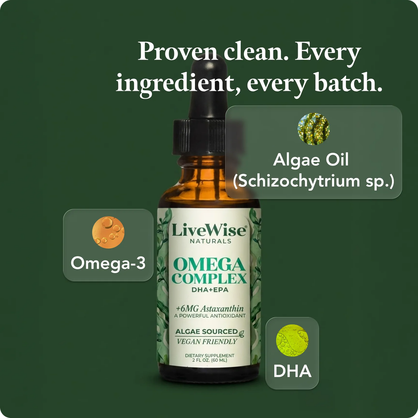 Omega Complex Liquid Drops – Plant-Based DHA & EPA for Brain, Heart & Eye Health (2oz)