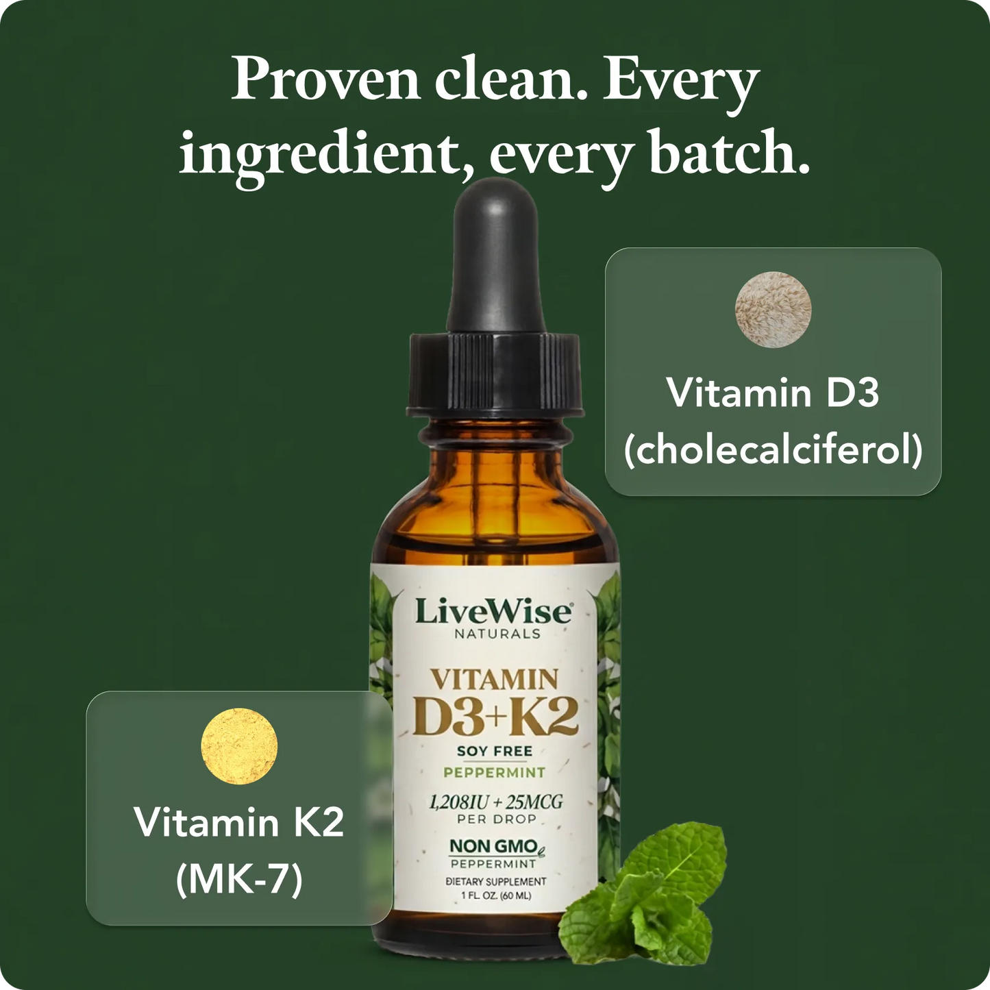 Vitamin D3+K2 Liquid Drops – Bone, Heart & Immune Support (1oz)