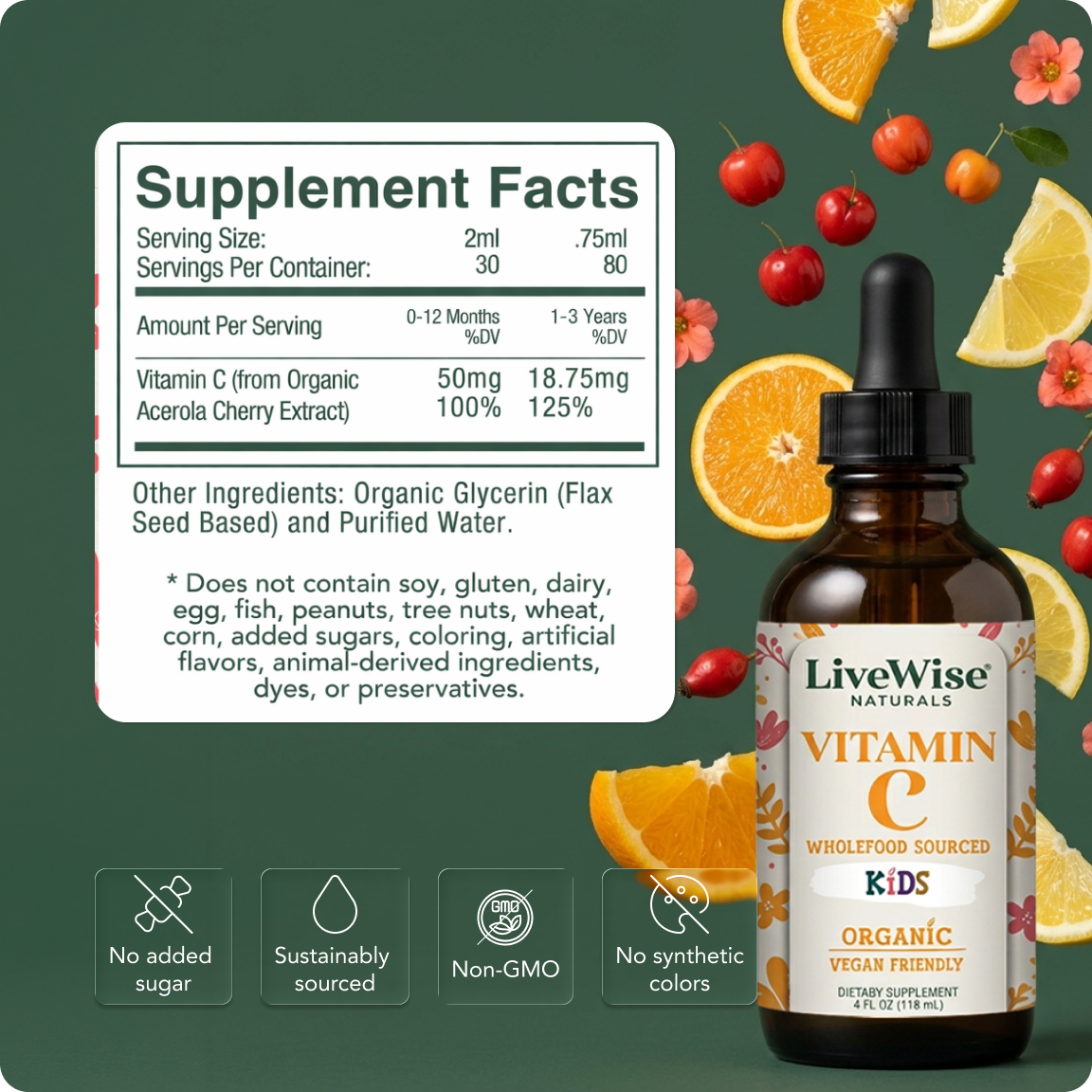 Organic Wholefood Vitamin C Drops for Kids – Immune Support & Antioxidant Boost