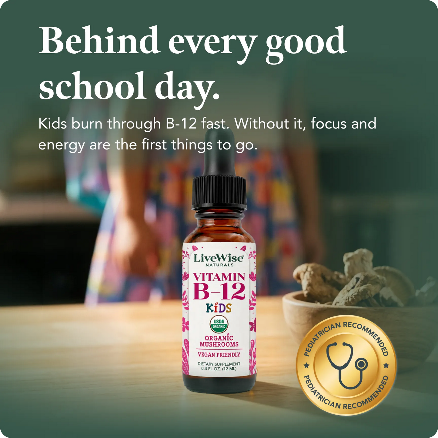 Vitamin B12 Drops for Toddlers & Kids – Energy & Nervous System Support (0.4oz)