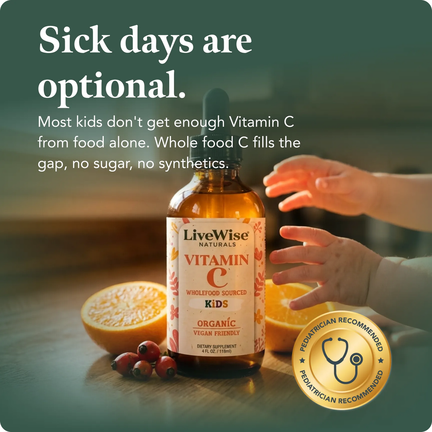 Organic Wholefood Vitamin C Drops for Kids – Immune Support & Antioxidant Boost