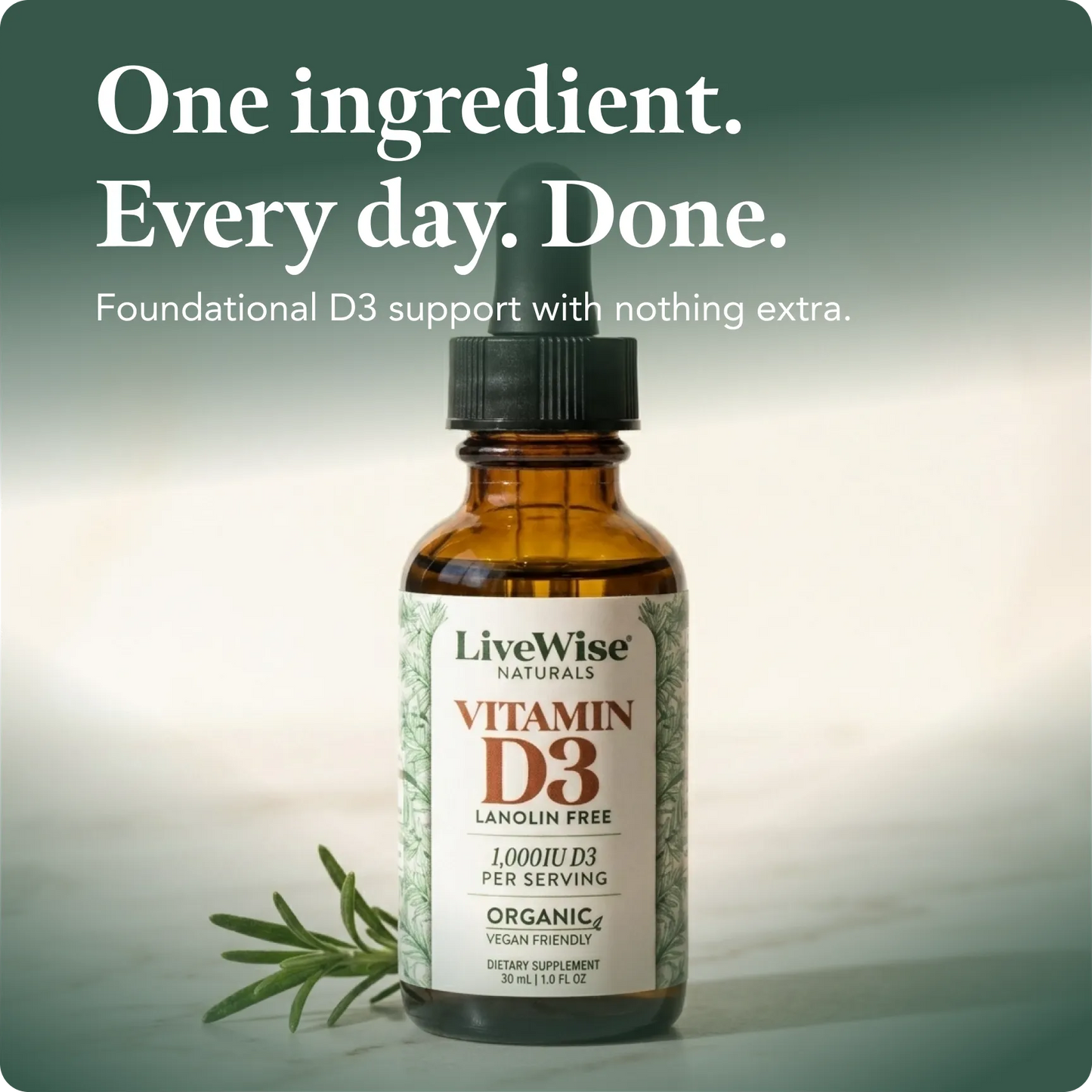 Vitamin D3 Liquid Drops – Vegan Friendly Bone, Immune & Heart Support (.83oz)