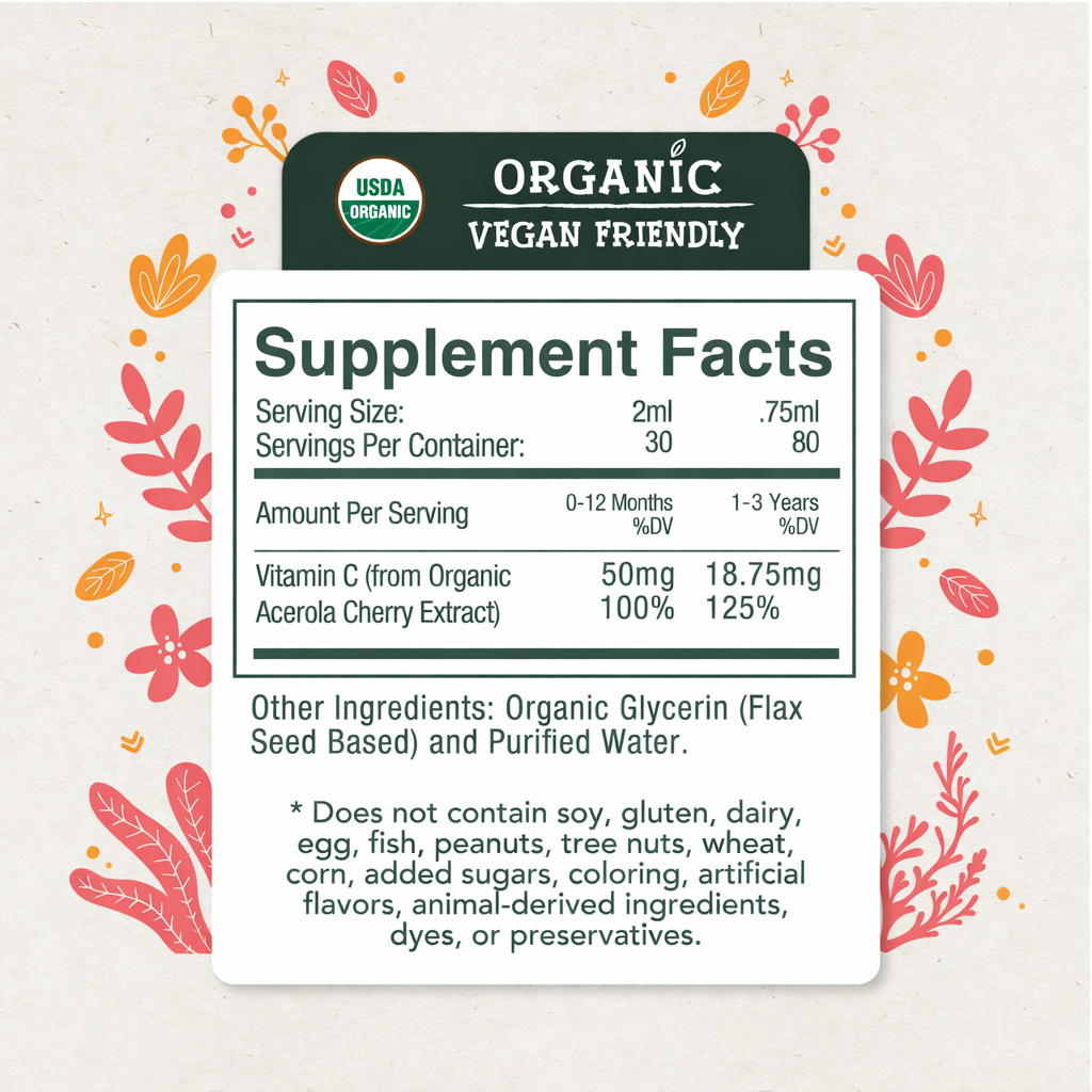 Organic Wholefood Vitamin C Drops for Infants & Toddlers – Immune Support & Antioxidants