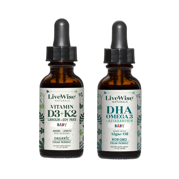 Baby Duo – Vitamin D3+K2 & DHA Omega-3 Drops for Infant Bone, Brain & Immune Support