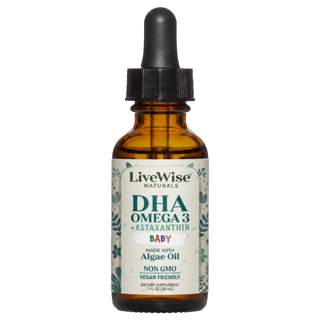 DHA Liquid Drops – For Infants and Toddlers, Plant-Based Omega-3 for Brain, Heart & Eye Development (1oz)
