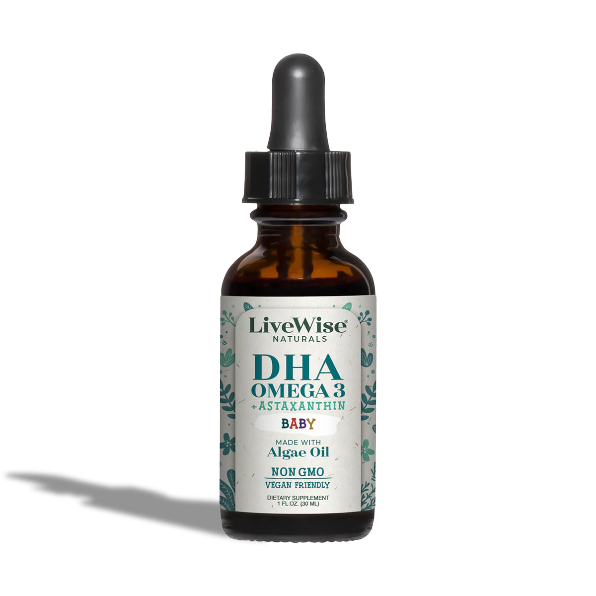 DHA Liquid Drops – For Infants and Toddlers, Plant-Based Omega-3 for Brain, Heart & Eye Development (1oz)
