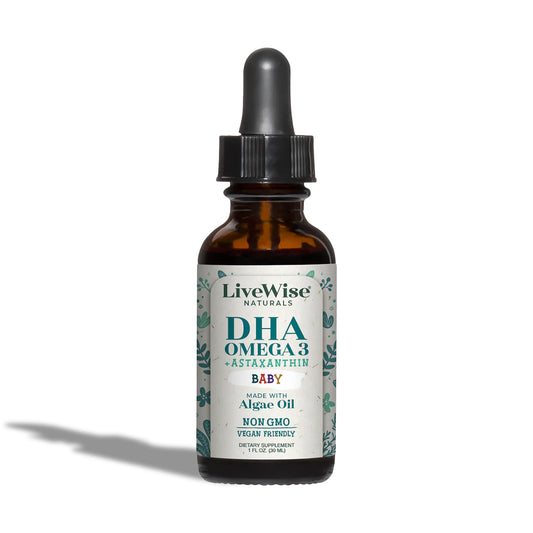 DHA Liquid Drops – For Infants and Toddlers, Plant-Based Omega-3 for Brain, Heart & Eye Development (1oz)