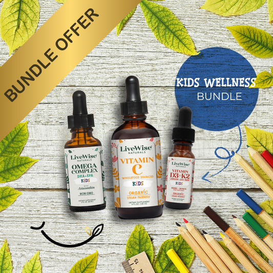 Kids Wellness Bundle - Omega, Vitamin C & D Drops for Children