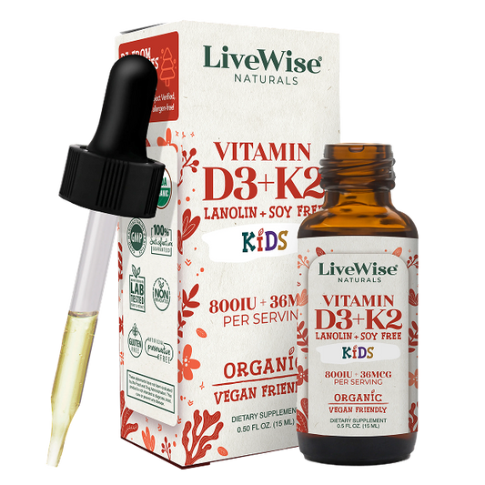 Kids D3+K2 Liquid Drops – Vegan Friendly Bone & Immune Support(.5 oz)