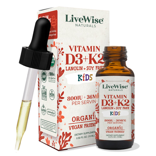Kids D3+K2 Liquid Drops – Vegan Friendly Bone & Immune Support(.5 oz)