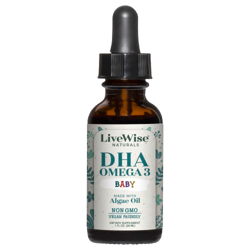 DHA Liquid Drops – For Infants and Toddlers, Plant-Based Omega-3 for Brain, Heart & Eye Development (1oz)