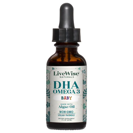 DHA Liquid Drops – For Infants and Toddlers, Plant-Based Omega-3 for Brain, Heart & Eye Development (1oz)
