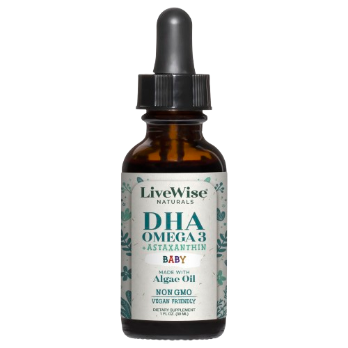 DHA Liquid Drops – For Infants and Toddlers, Plant-Based Omega-3 for Brain, Heart & Eye Development (1oz)
