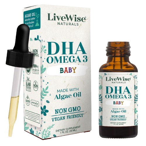 DHA Liquid Drops – For Infants and Toddlers, Plant-Based Omega-3 for Brain, Heart & Eye Development (1oz)