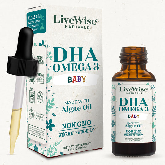 DHA Liquid Drops – For Infants and Toddlers, Plant-Based Omega-3 for Brain, Heart & Eye Development (1oz)