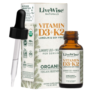 Vitamin D3+K2 Drops – Lanolin & Soy Free, Vegan Friendly (1,000IU - 10,000IU)