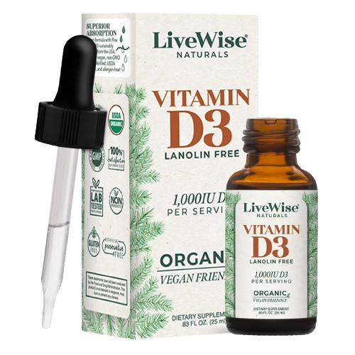 Vitamin D3 Liquid Drops – Vegan Friendly Bone, Immune & Heart Support (.83oz)