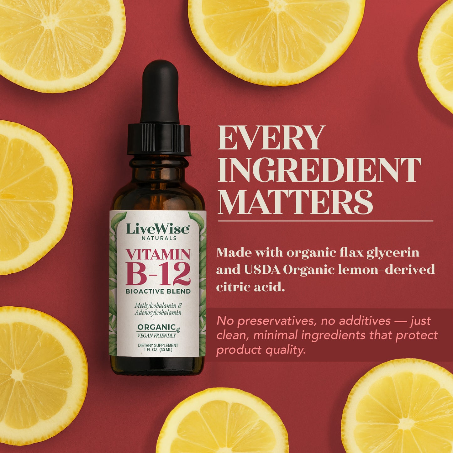 Vitamin B12 Bio Active Blend – Methylcobalamin & Adenosylcobalamin for Energy & Cognitive Support (1oz or 2oz)
