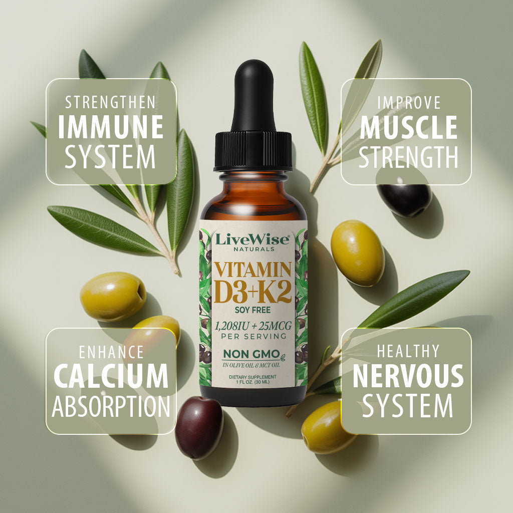 Vitamin D3+K2 Liquid Drops – Bone, Heart & Immune Support (1oz)