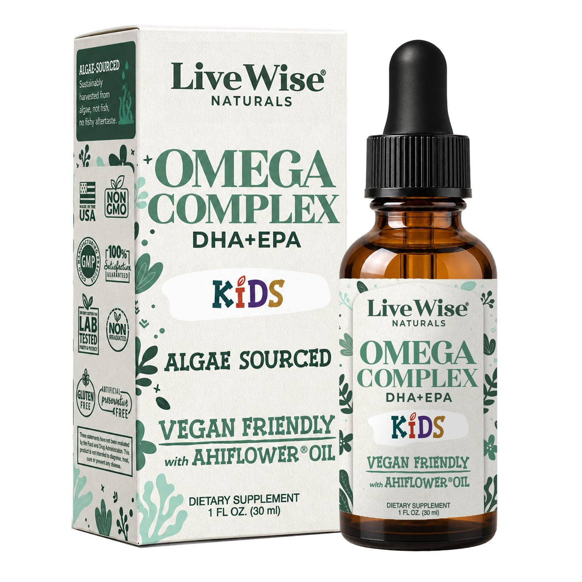 Live Wise Naturals Kids Omega - Bottle and Box Packshot