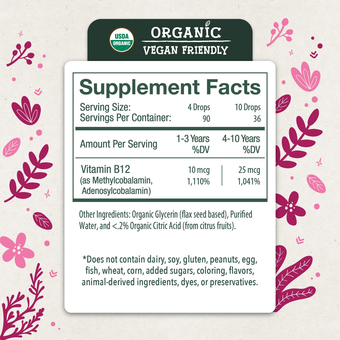 Vitamin B12 Drops for Toddlers & Kids – Energy & Nervous System Support (0.4oz)