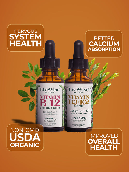 Best Sellers Duo – Vitamin D3+K2 & B12 Liquid Drops for Bone, Heart & Energy Support