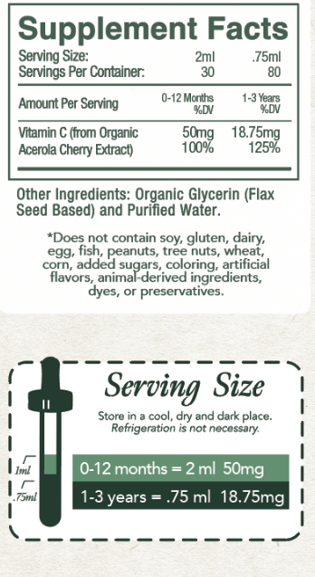 Organic Wholefood Vitamin C Drops for Infants & Toddlers – Immune Support & Antioxidants