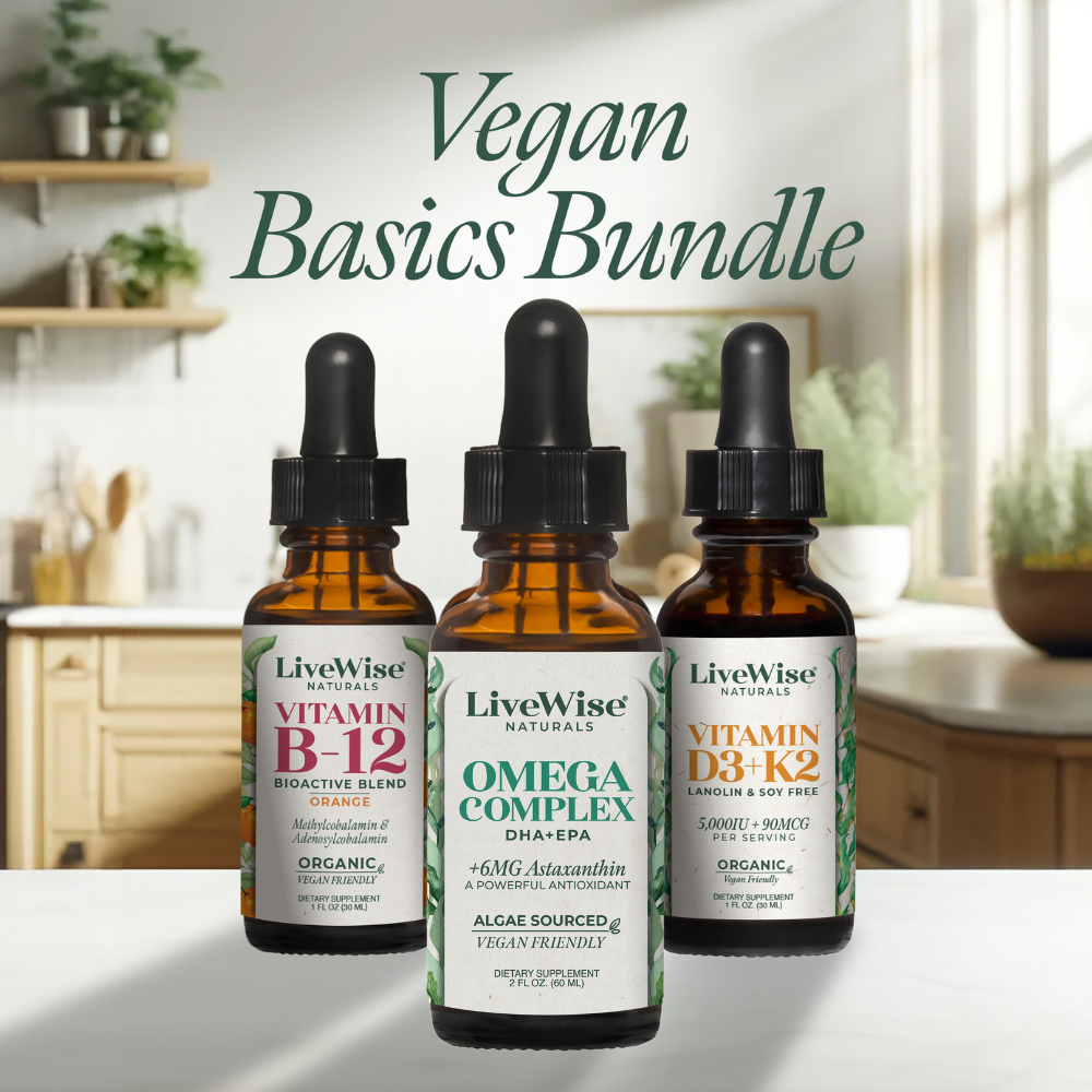 Vegan Essentials Set – Vitamin D3+K2, B12 & Omega-3 for Bone