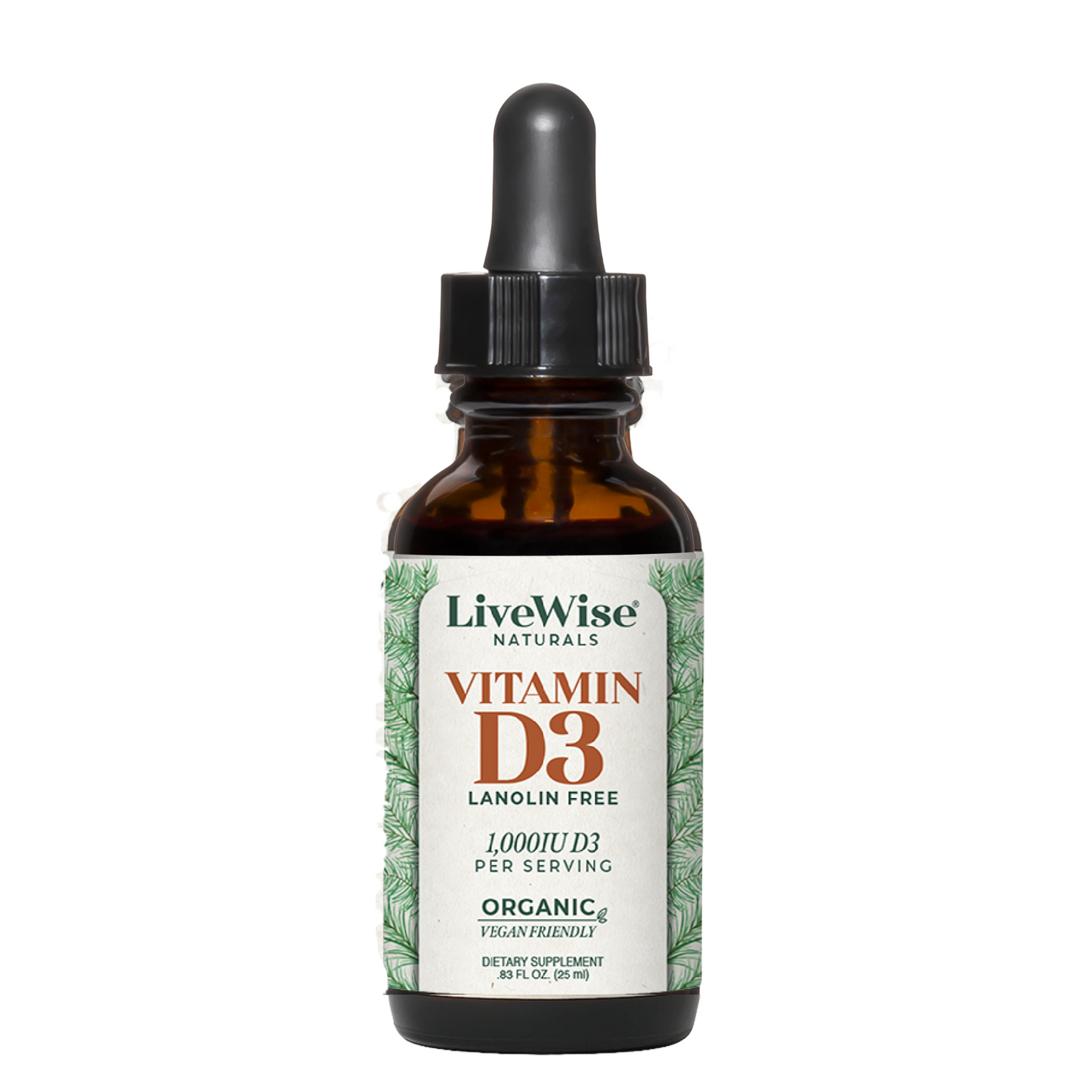 Vitamin D3 Liquid Drops – Vegan Friendly Bone, Immune & Heart Support (.83oz)