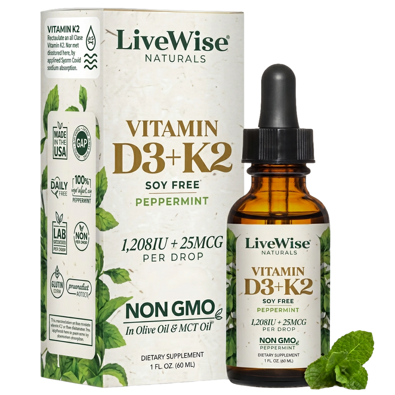 Vitamin D3+K2 Liquid Drops – Bone, Heart & Immune Support (1oz)