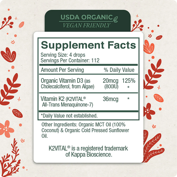 Full ingredients list for <div class="metafield-rich_text_field"><p>vitamin d3+k2 kids</p></div>