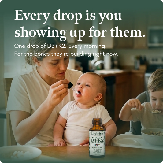 Vitamin D3+K2 (MK-7) Liquid Drops – Vegan Friendly Bone & Immune Support for Infants & Toddlers (1oz)